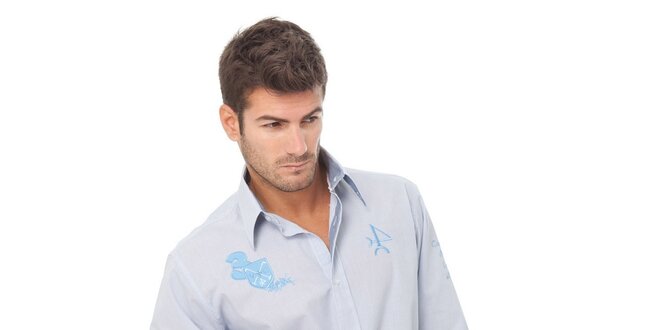 Pánská světle modrá kostičkovaná košile Valecuatro