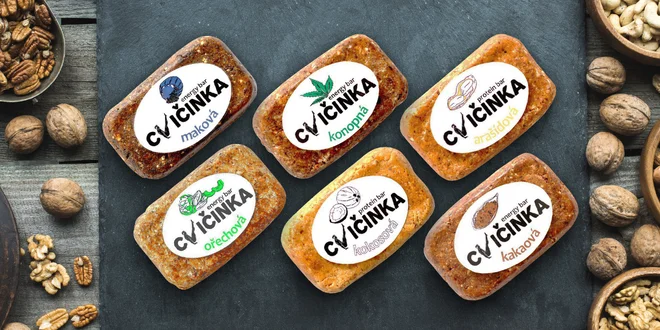Zdravé raw tyčinky Cvičinka v 7 příchutích