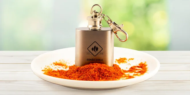 Nerezová klíčenka s 10, 20 či 30 g sušeného chilli