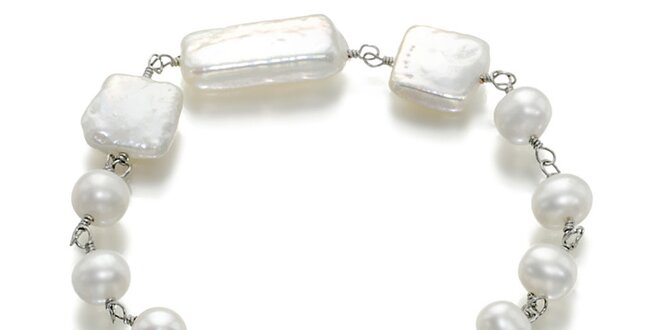 Bílý perlový náramek Orchira