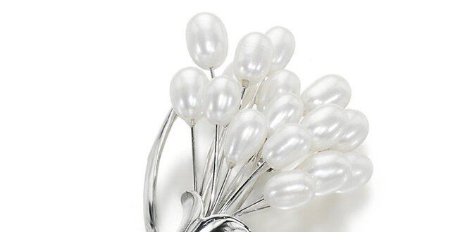 Brož Orchira s perlami ve tvaru květu