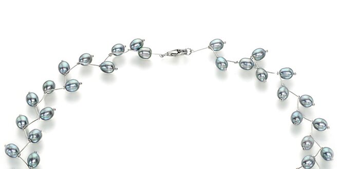 Náhrdelník Orchira s šedo-modrými perlami