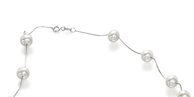 Dámský stříbrný náhrdelník Orchira s bílými perlami