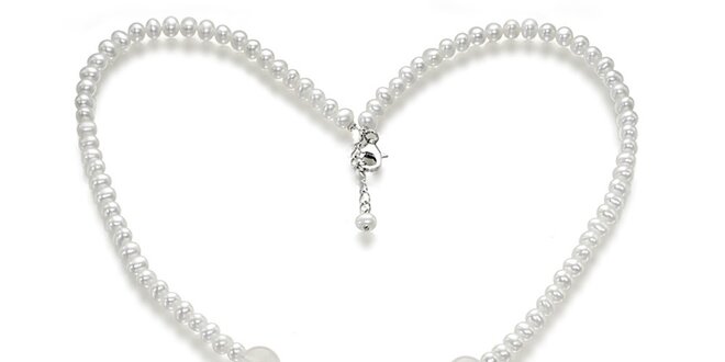 Dámský zdobený náhrdelník s bílými perlami a růženíny Orchira