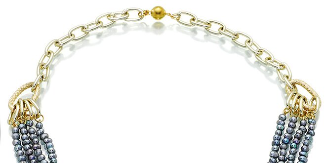 Dámský šedo-fialový perlový náhrdelník Orchira