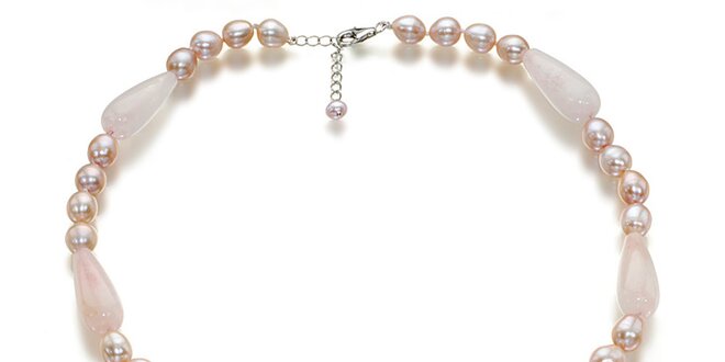 Perlový náhrdelník Orchira s růžovými perlami a růženíny
