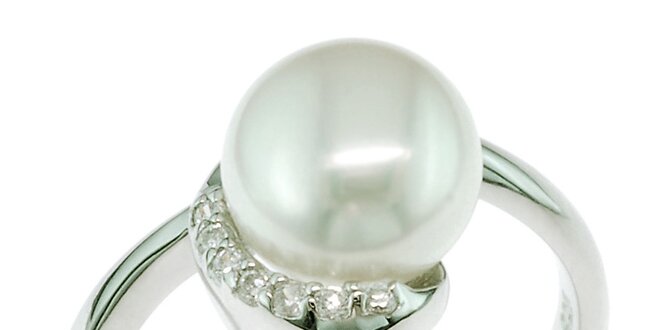 Stříbrný prsten Orchira s bílou perlou