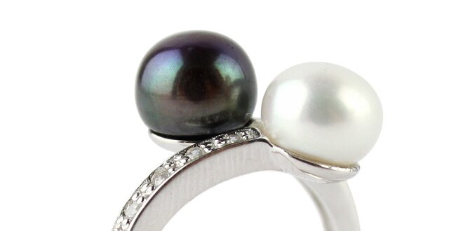 Dámský stříbrný prsten Orchira s dvěma perlami
