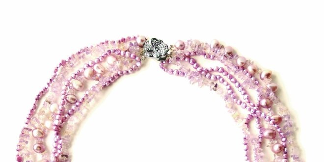 Náhrdelník Orchira s růžovými a fialovými perlami