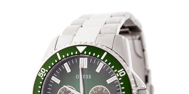 Pánské ocelové hodinky Guess se zeleným ciferníkem
