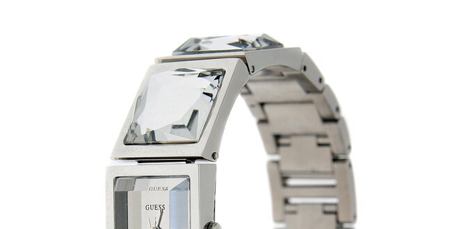 Dámské stříbrné náramkové hodinky Guess s broušenými kameny
