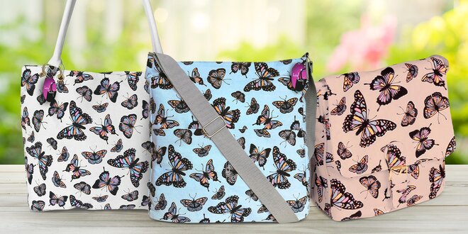Látkové tašky s motýlky, více druhů a barev