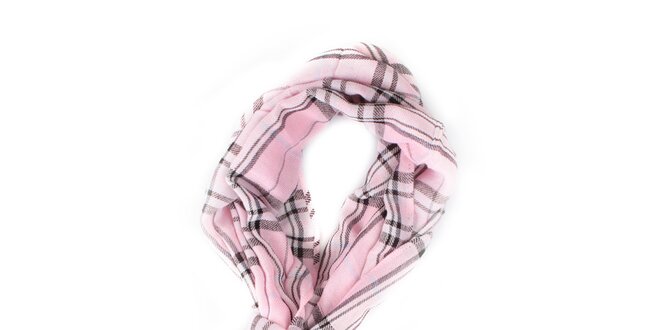 Dámský růžově kostkovaný šátek Exe Jeans