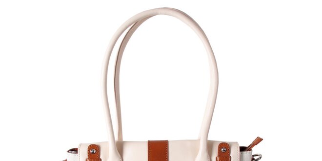 Dámská bílá kabelka s karamelovými detaily Belle&Bloom