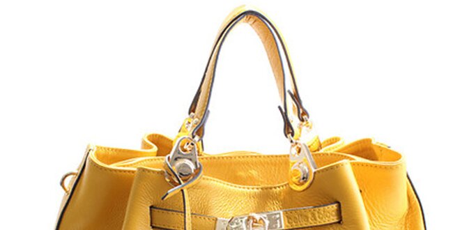 Dámská citronově žlutá kožená kabelka Belle & Bloom