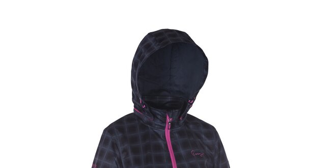 Dámská černá károvaná bunda Envy s růžovými zipy