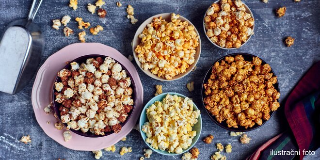 Úžasný přírodní popcorn: 6 litrů, 4 příchutě