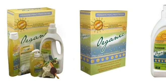 100% přírodní praní v přírodním pracím prostředku značky Organic