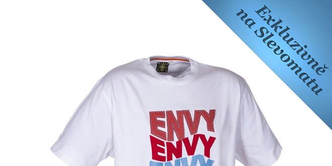 Pánské bílé tričko s barevným potiskem Envy