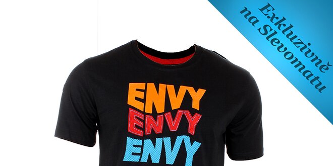 Pánské černé tričko s barevným potiskem Envy