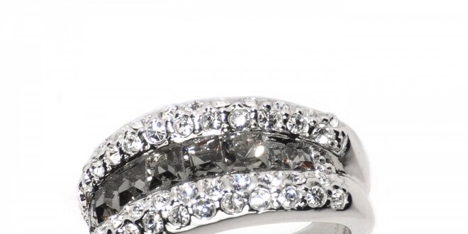 Dámský stříbrný prsten Bague a Dames s krystaly