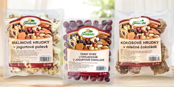 Lyofilizované ovoce, müsli a kokos v čokoládě
