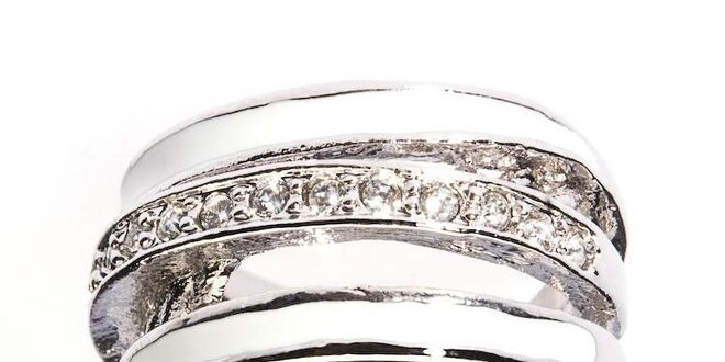 Dámský stříbrný prsten Bague a Dames se zirkony a bílými perleťovými proužky