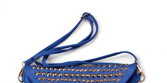 Dámská modrá kabelka se zlatými cvočky London Fashion