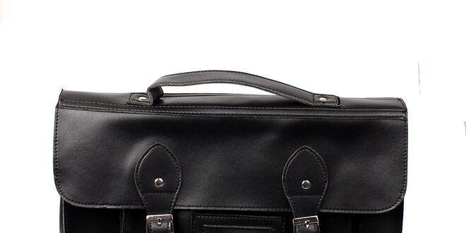Dámská velká černá kabelka s přezkami London Fashion