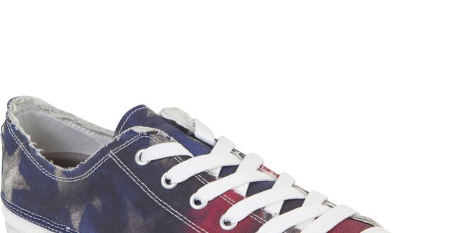 Kotníčkové šněrovací zip-on boty Zipz s motivem americké vlajky