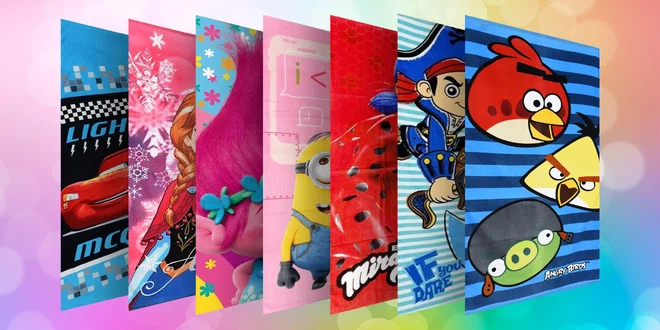 Bavlněné osušky pro děti: Frozen i Mimoni