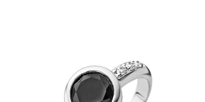 Dámský stříbrný prsten s černým kamínkem Orphelia