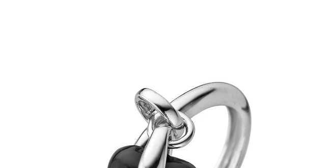 Dámský stříbrný prsten s černým srdíčkem Orphelia
