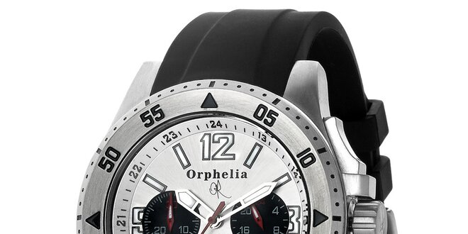 Pánské sportovně-elegantní ocelové hodinky s černým řemínkem Orphelia ve stříbrné barvě