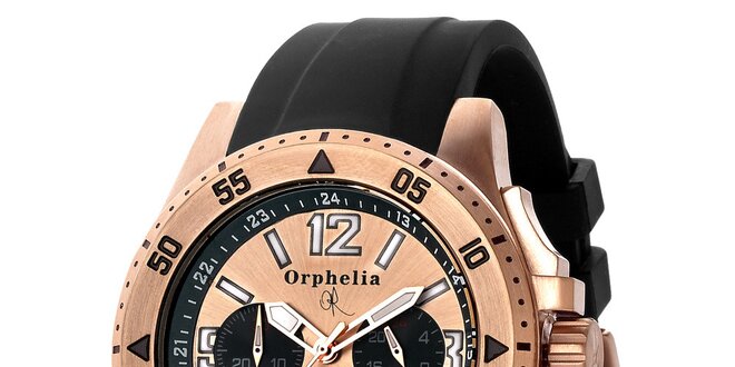 Pánské sportovně-elegantní ocelové hodinky s černým řemínkem Orphelia