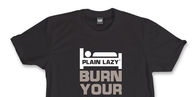 Pánské černé tričko s potiskem Plain Lazy