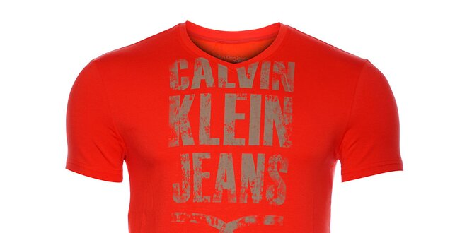 Pánské zářivě červené tričko Calvin Klein s potiskem