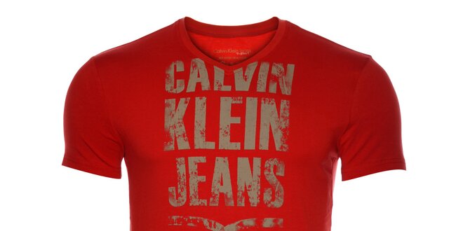 Pánské červené tričko Calvin Klein s potiskem