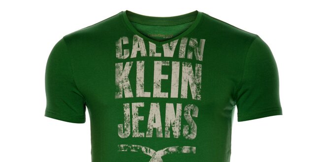 Pánské trávově zelené tričko Calvin Klein s potiskem