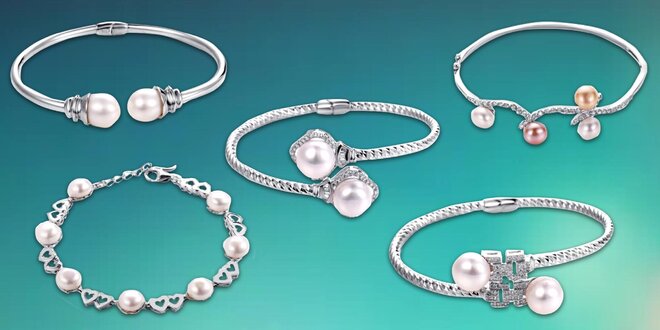 Stříbrné náramky s pravými říčními perlami