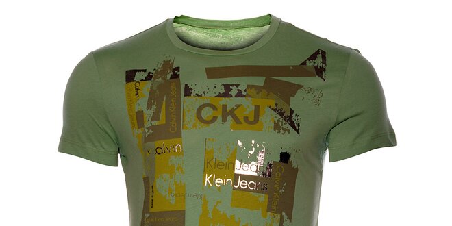 Pánské světle zelené tričko Calvin Klein s potiskem