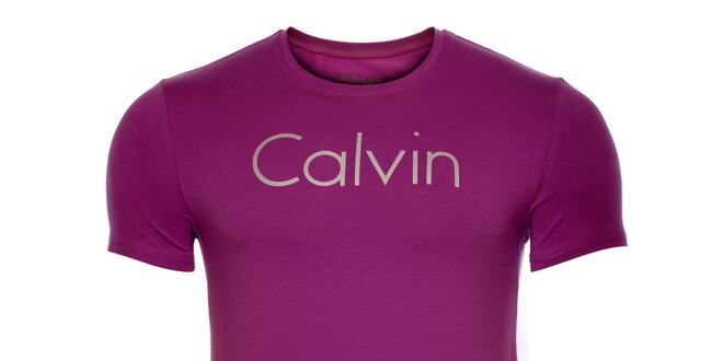 Pánské fialové tričko Calvin Klein s potiskem