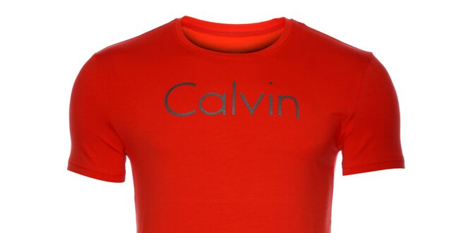 Pánské zářivě červené tričko Calvin Klein s potiskem