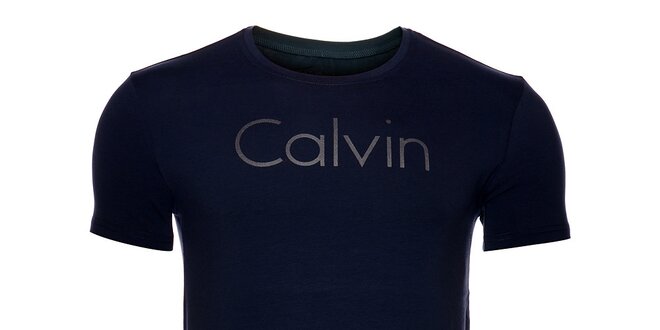 Pánské tmavě modré tričko Calvin Klein s potiskem
