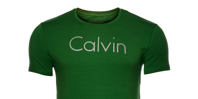 Pánské trávově zelené tričko Calvin Klein s potiskem