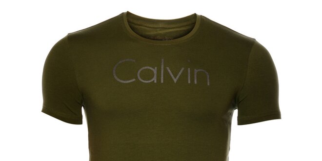 Pánské khaki tričko Calvin Klein s potiskem