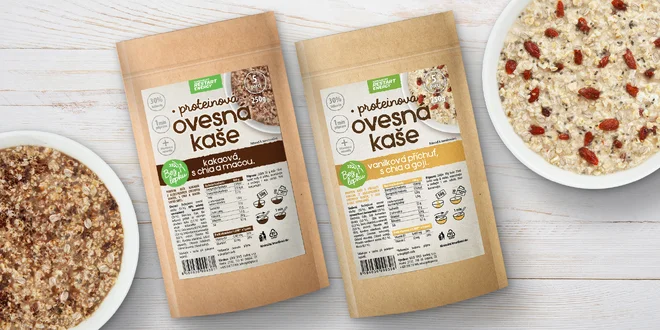 Proteinové ovesné kaše bez lepku: vanilka i kakao
