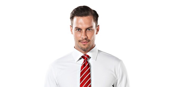Pánská bílá obleková slim-fit košile Vincenzo Boretti