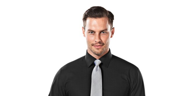 Pánská černá obleková slim-fit  košile Vincenzo Boretti