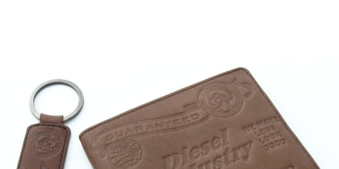 Pánská hnědá peněženka Diesel s klíčenkou